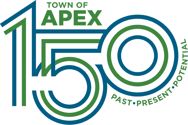 town of apex 150 years logo